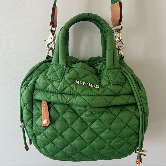 MZ Wallace Handbags - MZ Wallace Women’s Small Crosby Drawstring Bucket Bag Crossbody Green